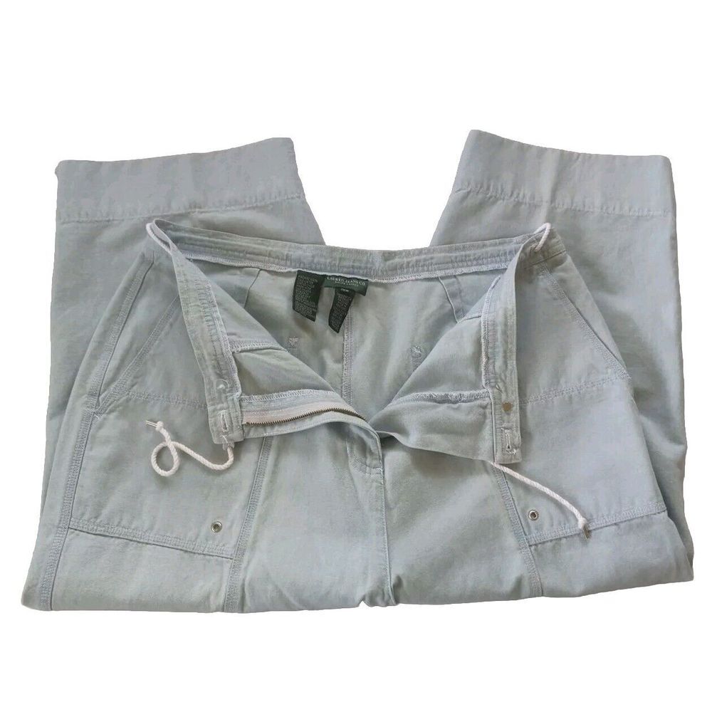 RL Lauren Jeans Co. Women 18W Denim Drawstring Zip Relax Moms Jeans Capri Pants‎